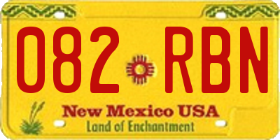 NM license plate 082RBN