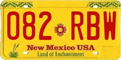 NM license plate 082RBW