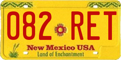NM license plate 082RET