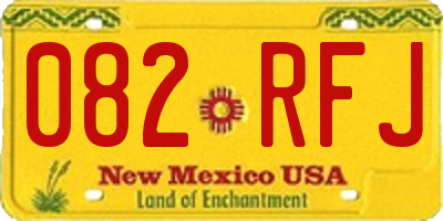 NM license plate 082RFJ