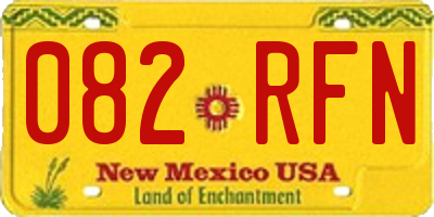 NM license plate 082RFN