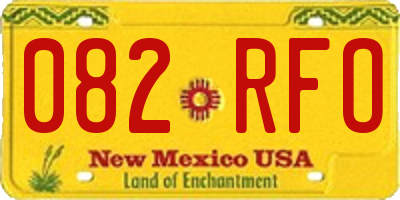 NM license plate 082RFO