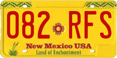 NM license plate 082RFS