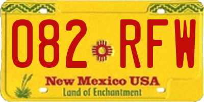 NM license plate 082RFW