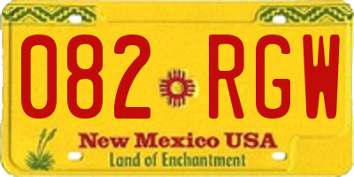 NM license plate 082RGW