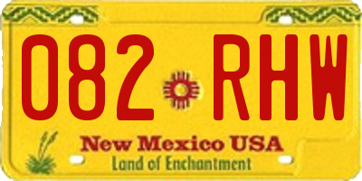 NM license plate 082RHW
