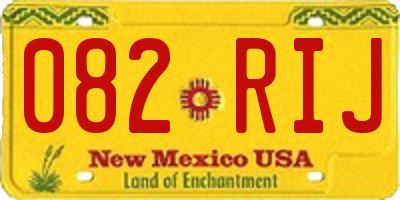 NM license plate 082RIJ