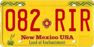 NM license plate 082RIR