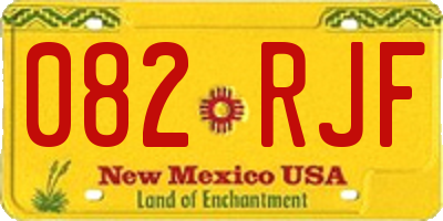 NM license plate 082RJF
