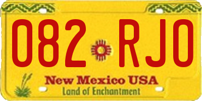 NM license plate 082RJO