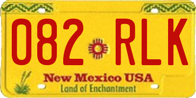 NM license plate 082RLK