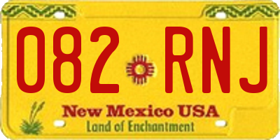 NM license plate 082RNJ