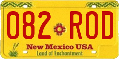 NM license plate 082ROD