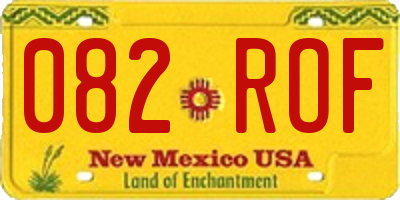 NM license plate 082ROF