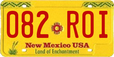 NM license plate 082ROI