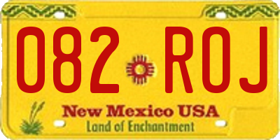 NM license plate 082ROJ