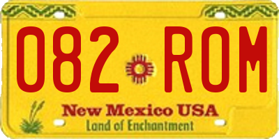 NM license plate 082ROM