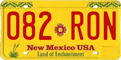 NM license plate 082RON