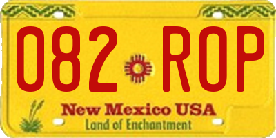 NM license plate 082ROP
