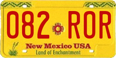NM license plate 082ROR