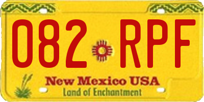 NM license plate 082RPF
