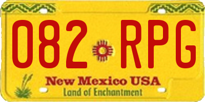NM license plate 082RPG