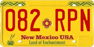 NM license plate 082RPN