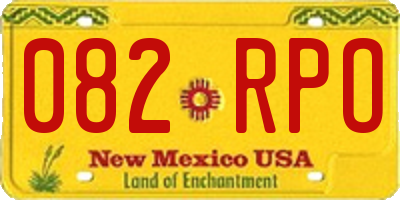 NM license plate 082RPO