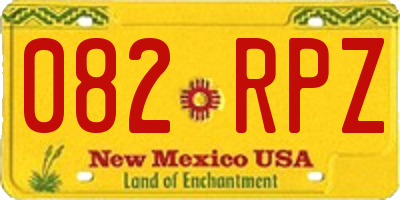NM license plate 082RPZ
