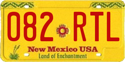 NM license plate 082RTL