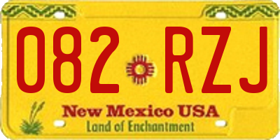 NM license plate 082RZJ