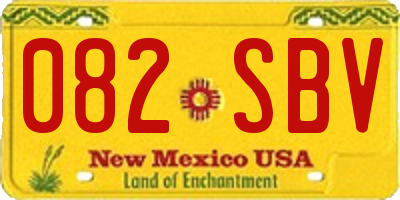 NM license plate 082SBV