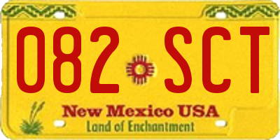 NM license plate 082SCT