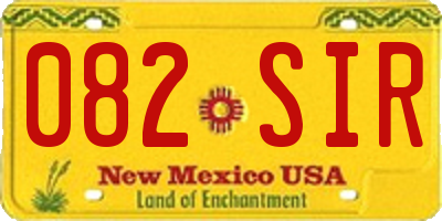 NM license plate 082SIR