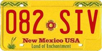 NM license plate 082SIV