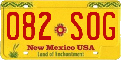 NM license plate 082SOG