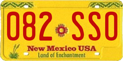 NM license plate 082SSO
