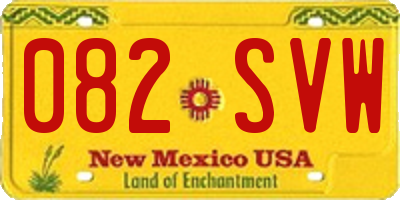 NM license plate 082SVW