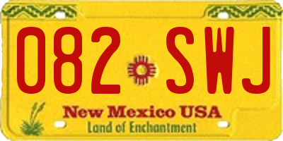 NM license plate 082SWJ