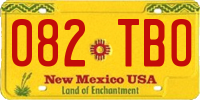 NM license plate 082TBO