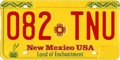 NM license plate 082TNU