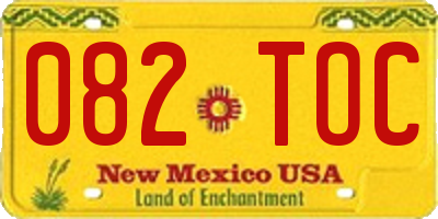 NM license plate 082TOC