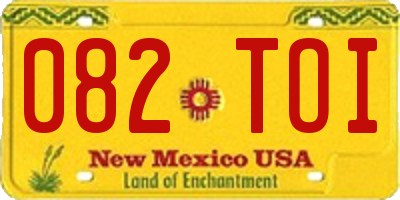 NM license plate 082TOI