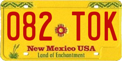 NM license plate 082TOK