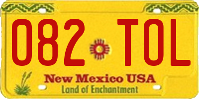 NM license plate 082TOL