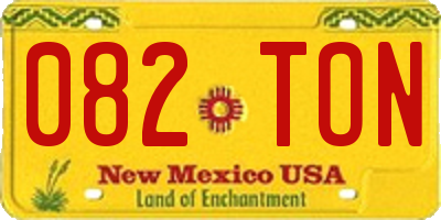 NM license plate 082TON
