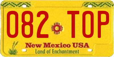 NM license plate 082TOP