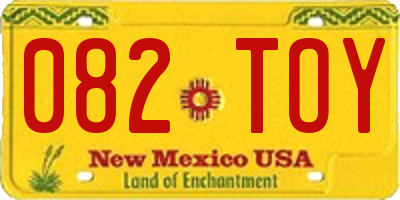 NM license plate 082TOY