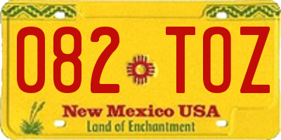 NM license plate 082TOZ