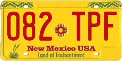 NM license plate 082TPF